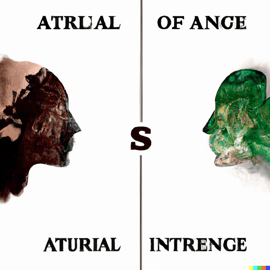 Imagem gerada pela IA Dall-E da OpenAI. A imagem foi gerada para ilustrar a dualidade das ideias de uma IA que extingue a humanidade ou que pode salvá-la de si mesma.